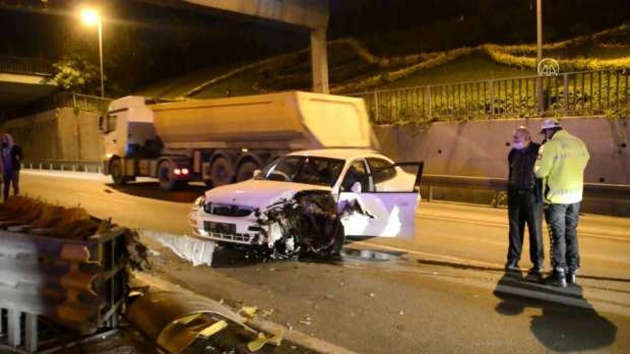 İstanbul'da boş yolda kaza! Araçtaki bir kişi yaralandı