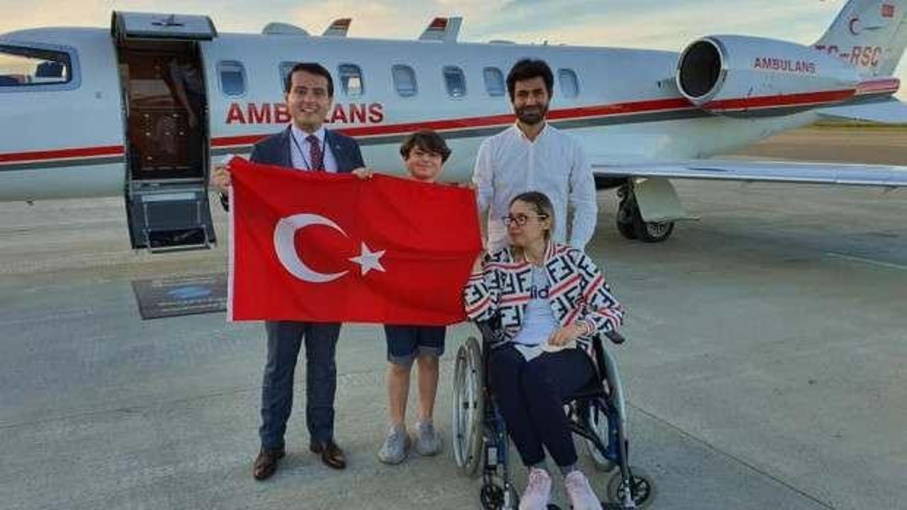 Beyninde tümör bulunan Türk vatandaşı ambulans uçakla Türkiye'ye nakledildi