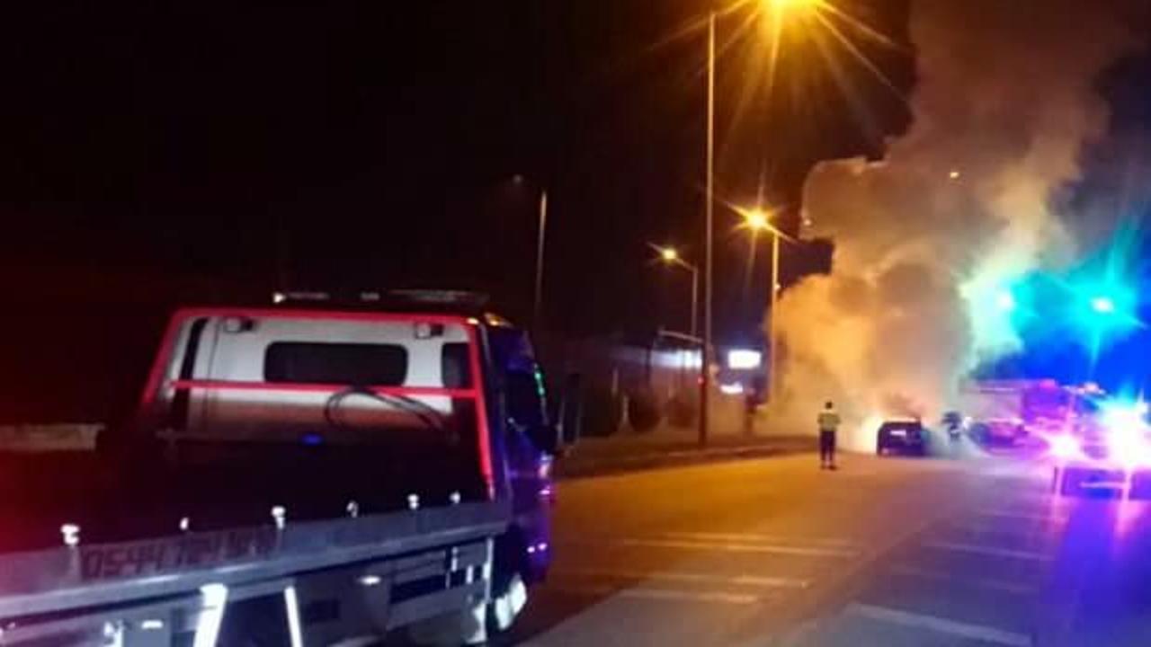 Düzce'de seyir halindeki otomobilde yangın ve patlama