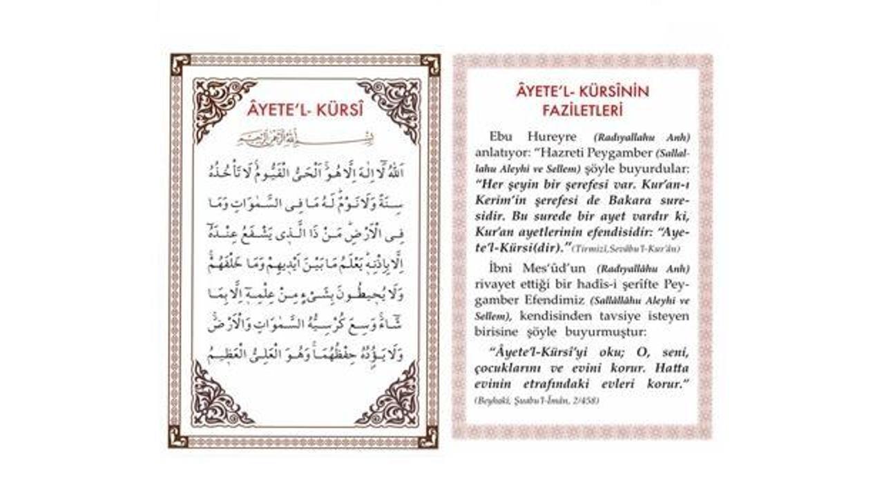 Ayetel Kürsi'nin Türkçe yazılışı ve Arapça okunuşu | Ayatel Kürsi meali...