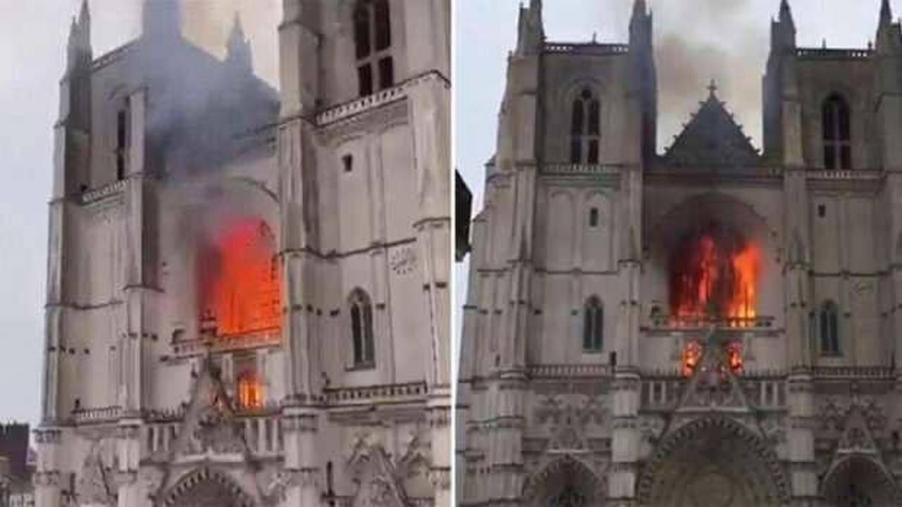 Fransa'daki tarihi katedralde yangın