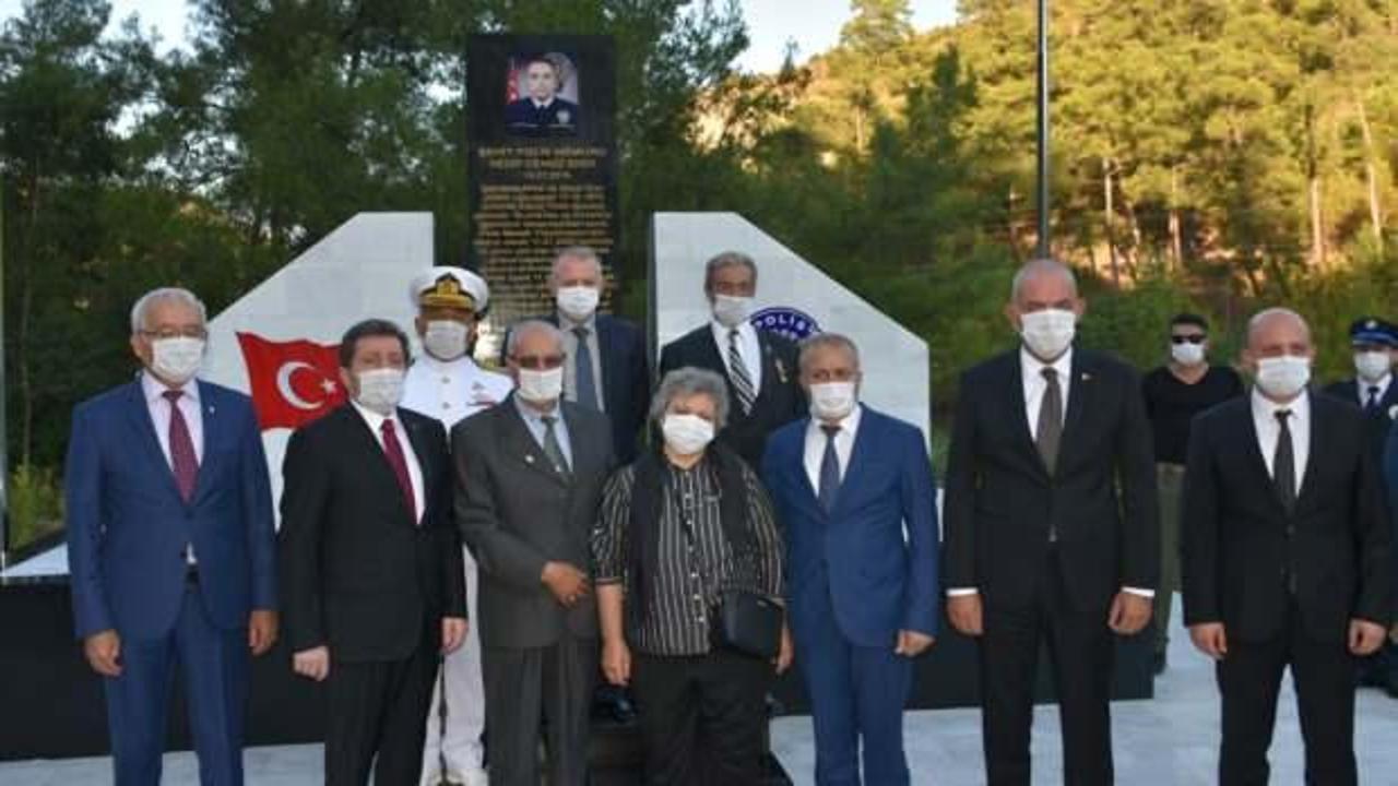 Marmaris'te darbe gecesi şehit edilen polisin anıtı açıldı
