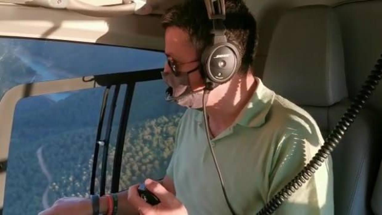 Bakan Pakdemirli söndürme çalışmalarını helikopterle havadan denetledi