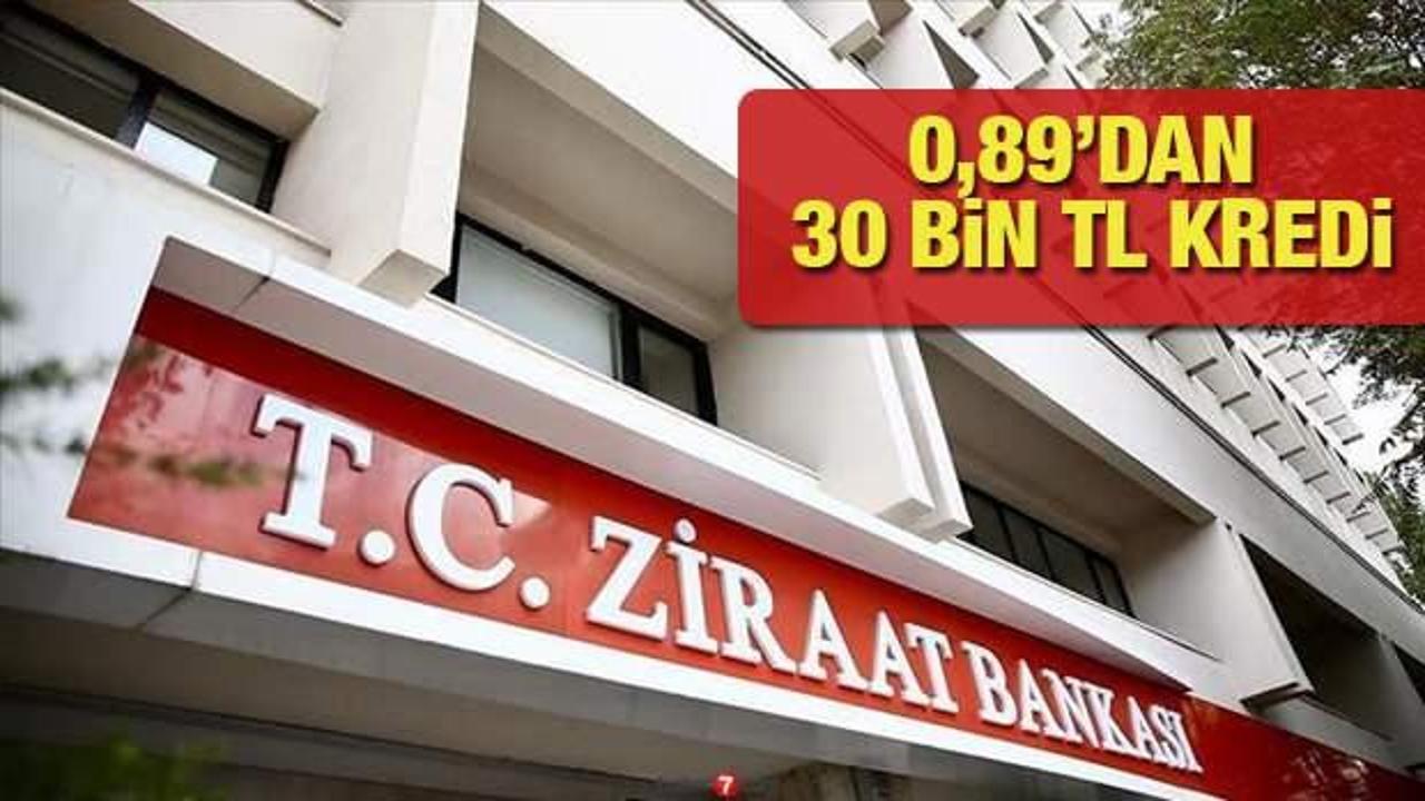 Ziraat Bankası 0,89'dan 30 bin TL'ye kadar İhtiyaç Kredisi! Kredi başvuru ekranı