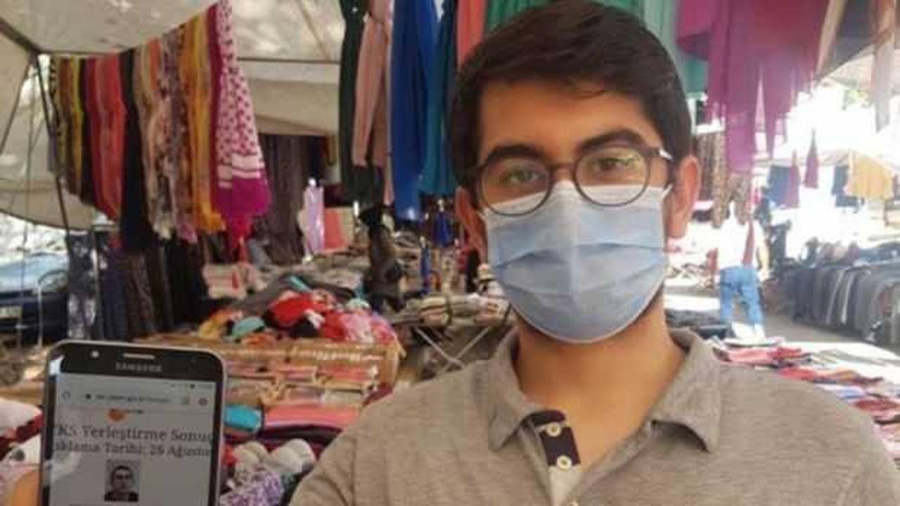 Pazar tezgahında tıp fak&uuml;ltesini kazandığını &ouml;ğrendi