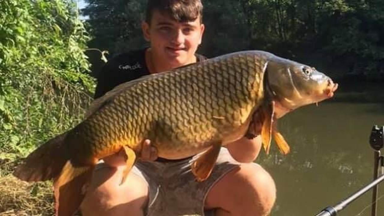 Olta ile tuttuğu dev sazanı tekrar suya bıraktı