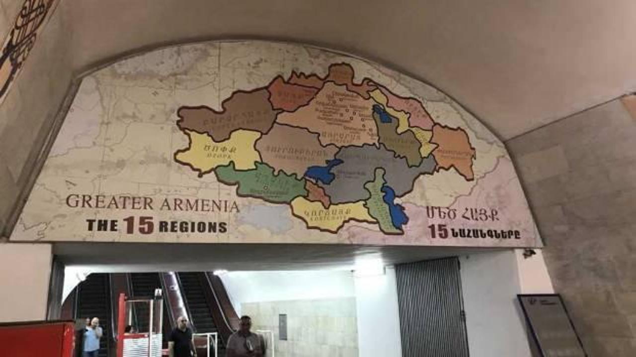 Erivan'daki metro girişinde skandal harita!