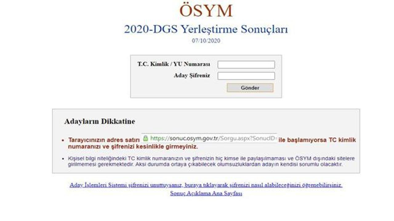 2020 DGS sonuç sorgulama ekranı: ÖSYM DGS yerleştirme sonuçlarını açıkladı!