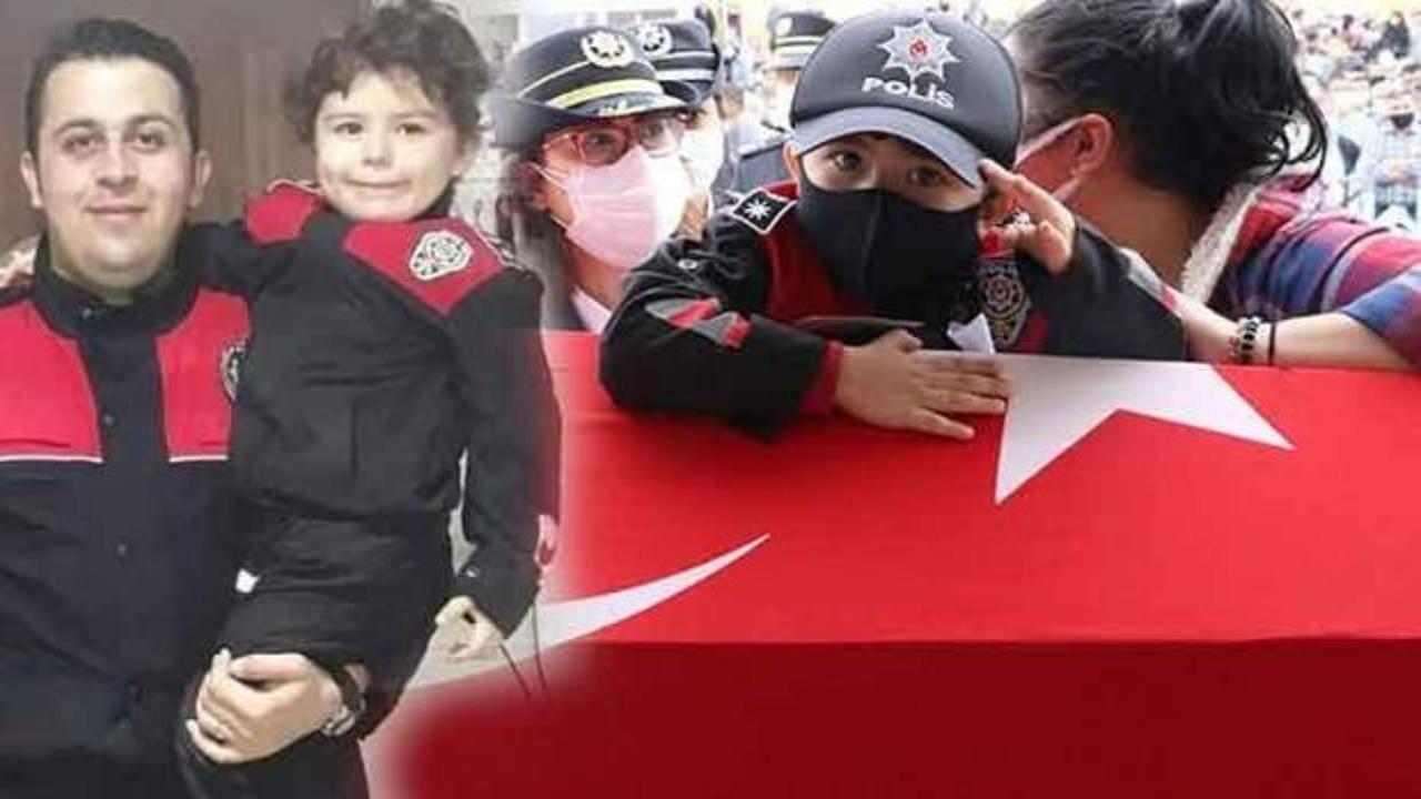 Minik Poyraz, şehit babasını asker selamıyla uğurladı