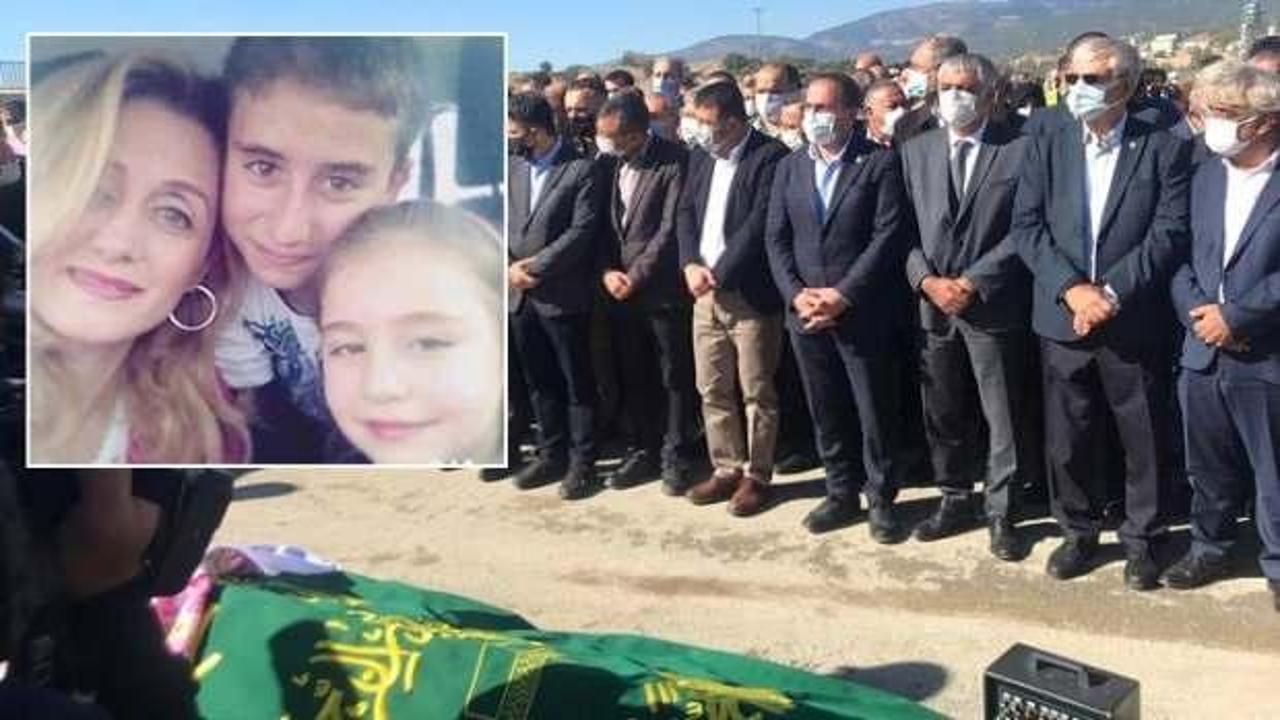 İzmir depreminde yaşamını yitiren Nuri Seha Yüksel'in eşi ve iki çocuğu toprağa verildi