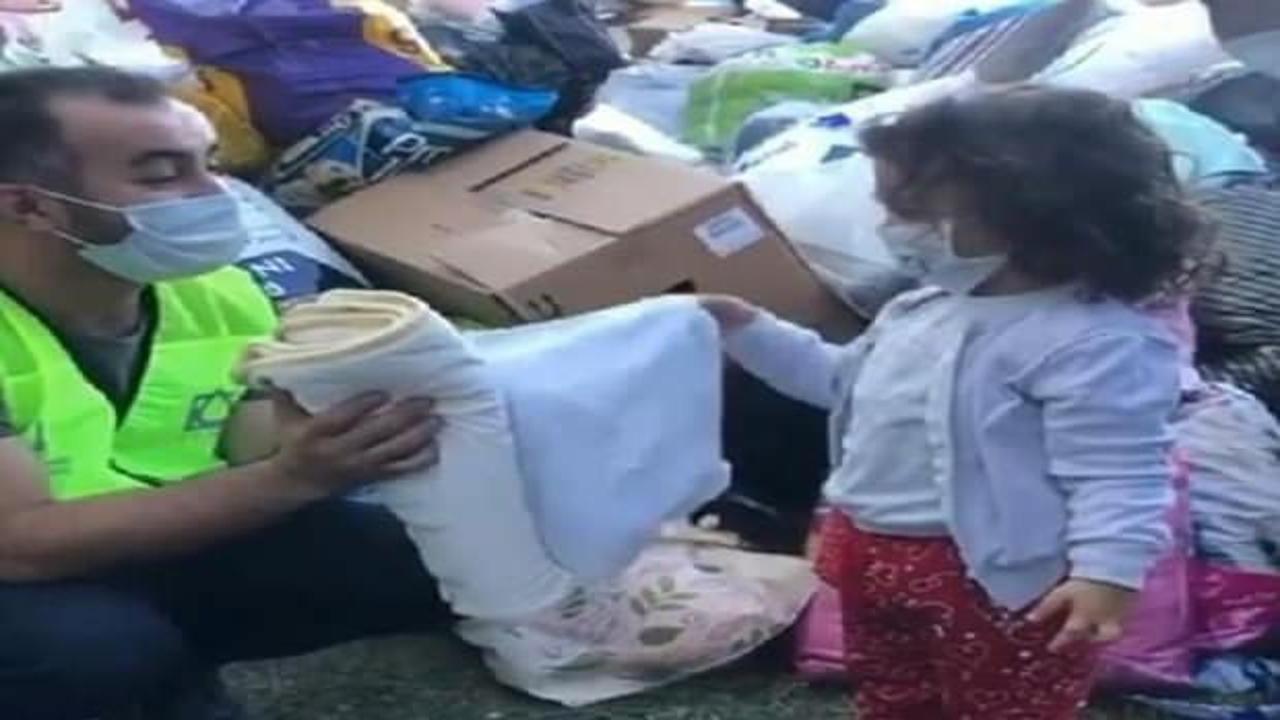 Battaniyesini depremzedelere veren çocuk yürekleri ısıttı