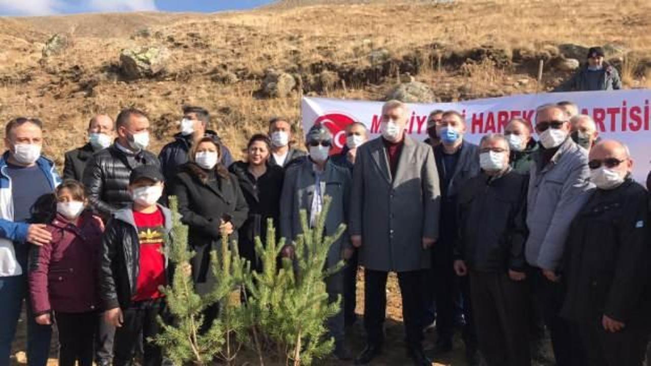 Kayseri'de MHP teşkilatı şehitler için Erciyes'e 406 fidan dikti