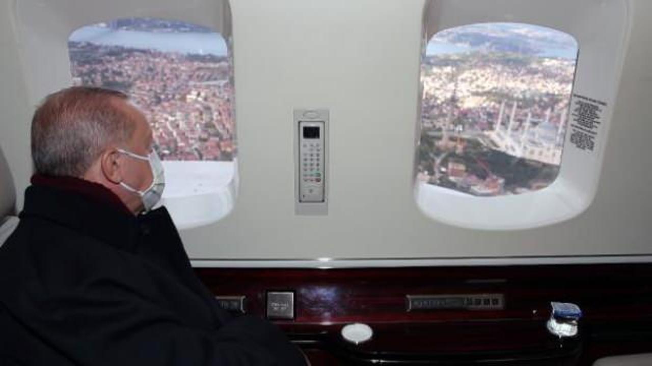 Cumhurbaşkanı Erdoğan &Ccedil;amlıca'da TV kulelerinin kaldırılmasını helikopterle inceledi