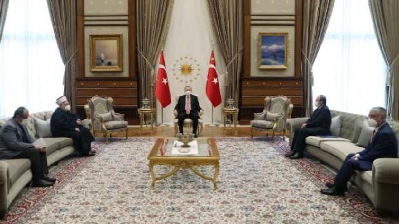 Başkan Erdoğan, Mescid-i Aksa İmam Hatibi'ni kabul etti