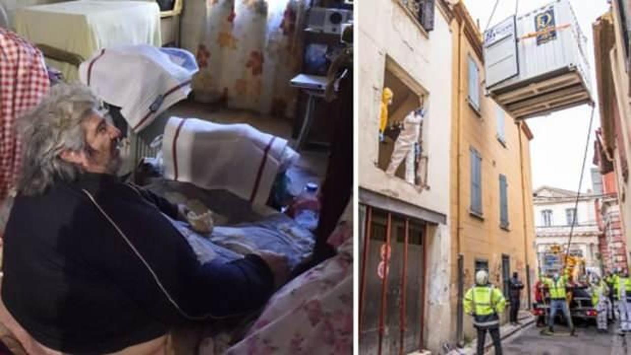 Fransa’da 300 kiloluk adam vinç yardımı ile evden çıkarıldı