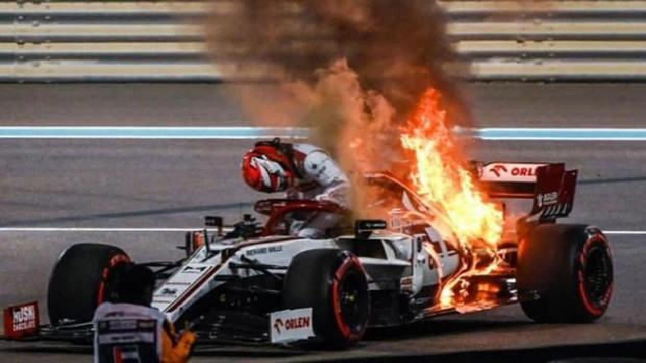 Formula 1 Abu Dhabi GP'de Kimi Raikkonen büyük tehlike atlattı!