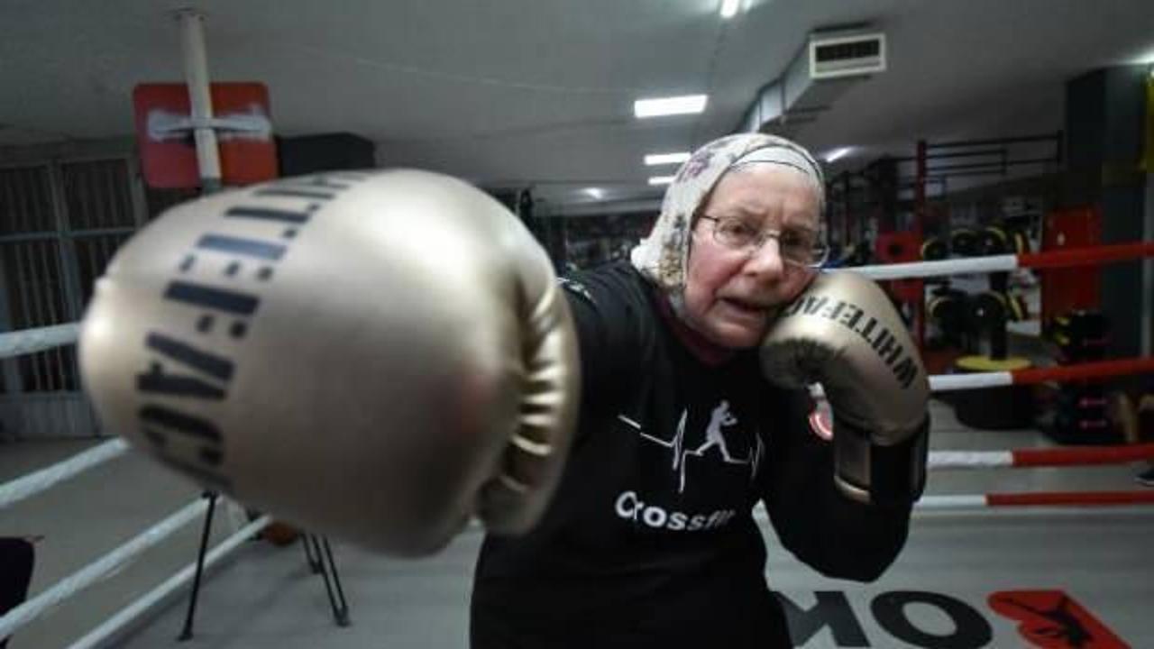 75 yaşındaki Naciye Hanım, parkinsonu yenmek için boks yapıyor