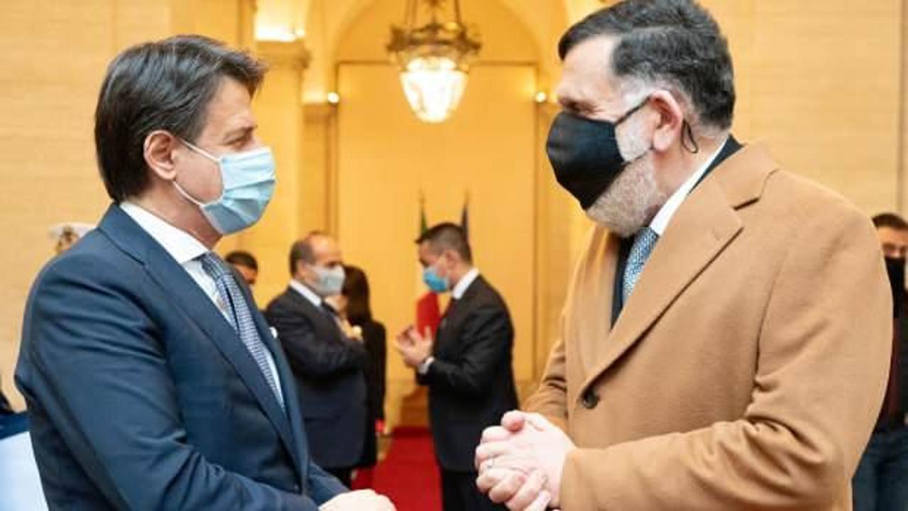 İtalya Başbakanı Conte, Libya Başbakanı Serrac ile bir araya geldi