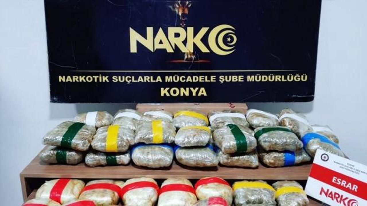 Konya'da 29 kilo 580 gram uyuşturucu ele geçirildi