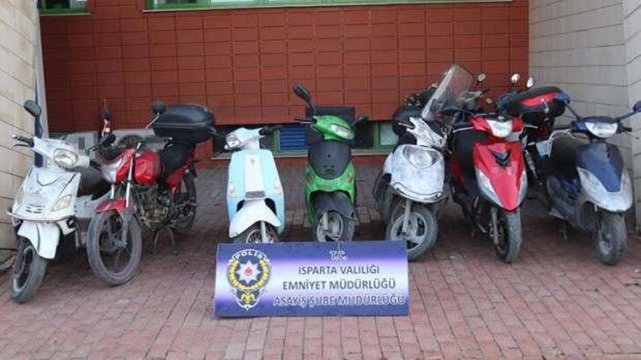 Isparta'da 7 motosiklet çalan hırsız tutuklandı