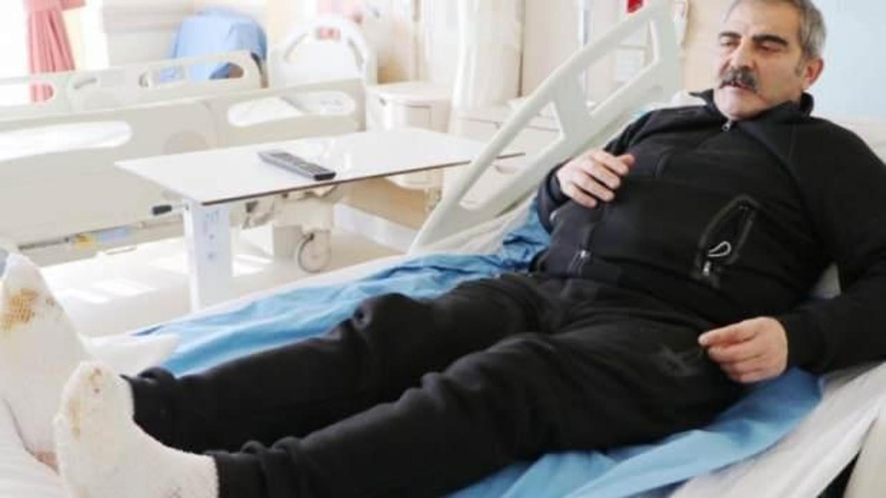 Kamyon şof&ouml;r&uuml;n&uuml;n ara&ccedil;tayken ayakları dondu