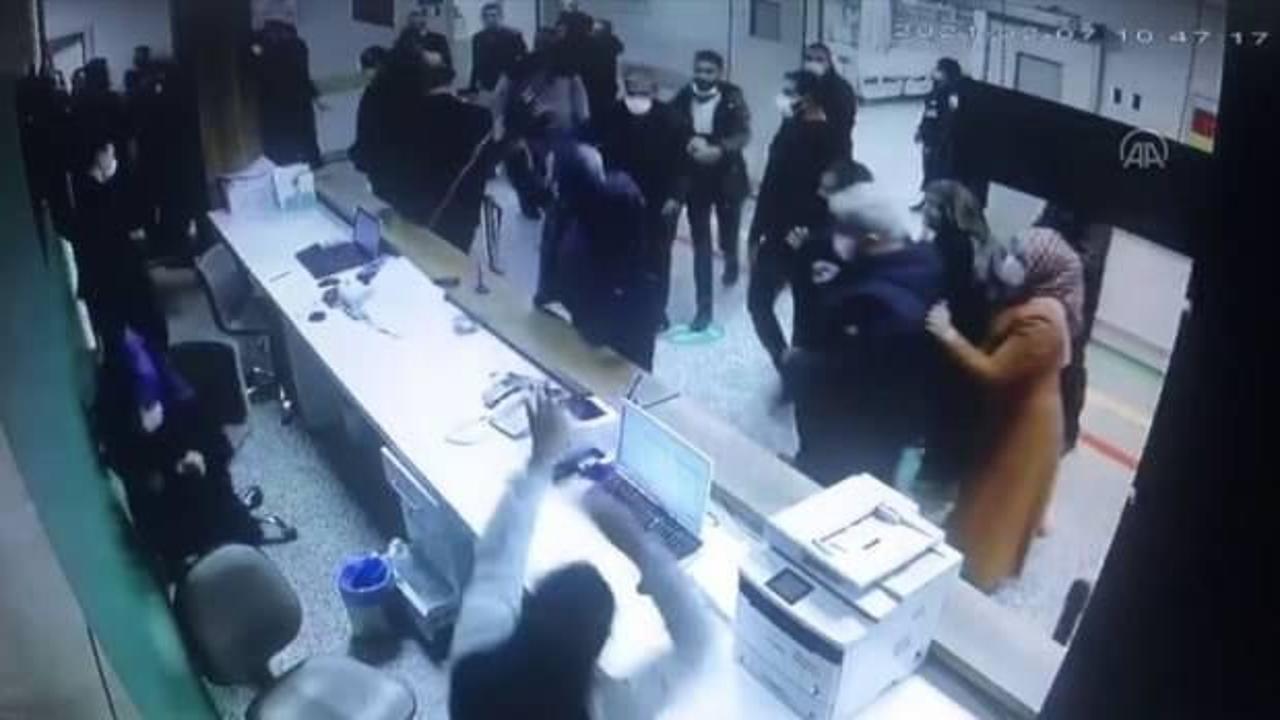 Gaziantep'te özel hastanede sağlık çalışanlarına saldırı güvenlik kamerasında