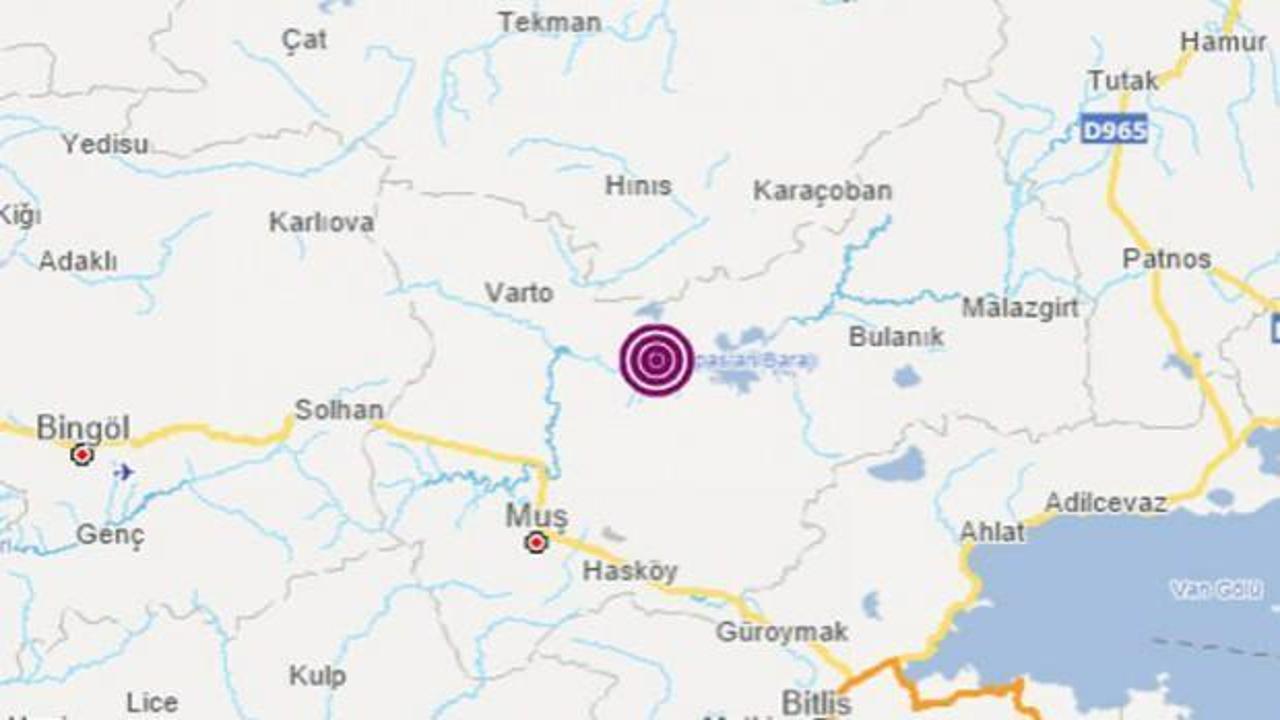 Kandilli'den açıklama: Muş'ta deprem oldu