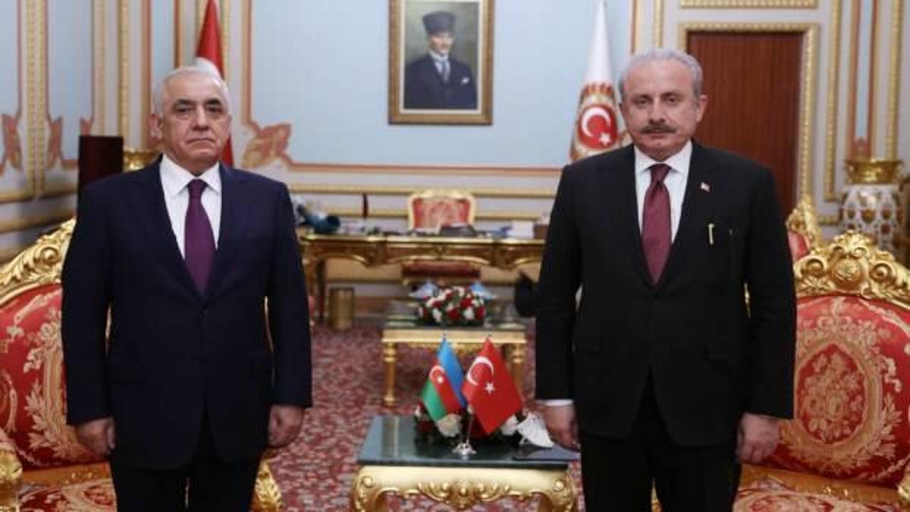 TBMM Başkanı Şentop, Azerbaycan Başbakanı’nı Meclis’te ağrıladı