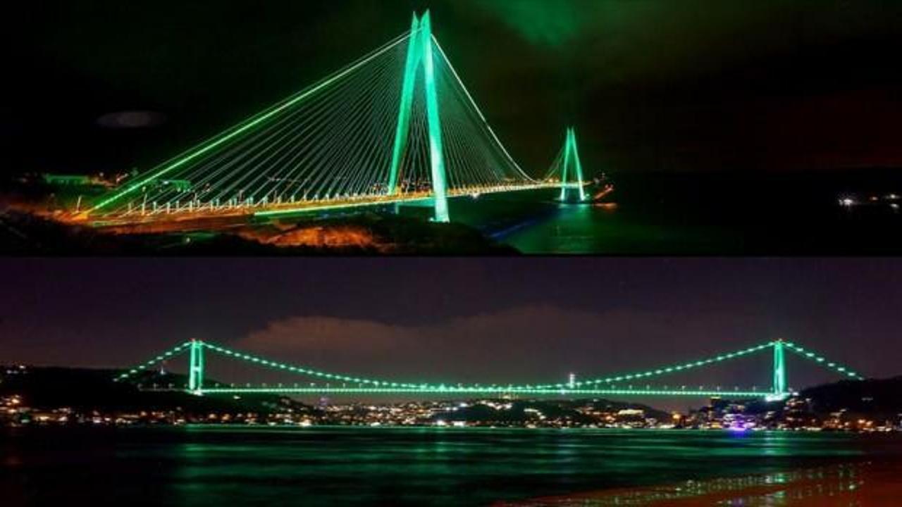 YSS ve FSM köprüleri, Yeşilay Haftası dolayısıyla yeşile büründü