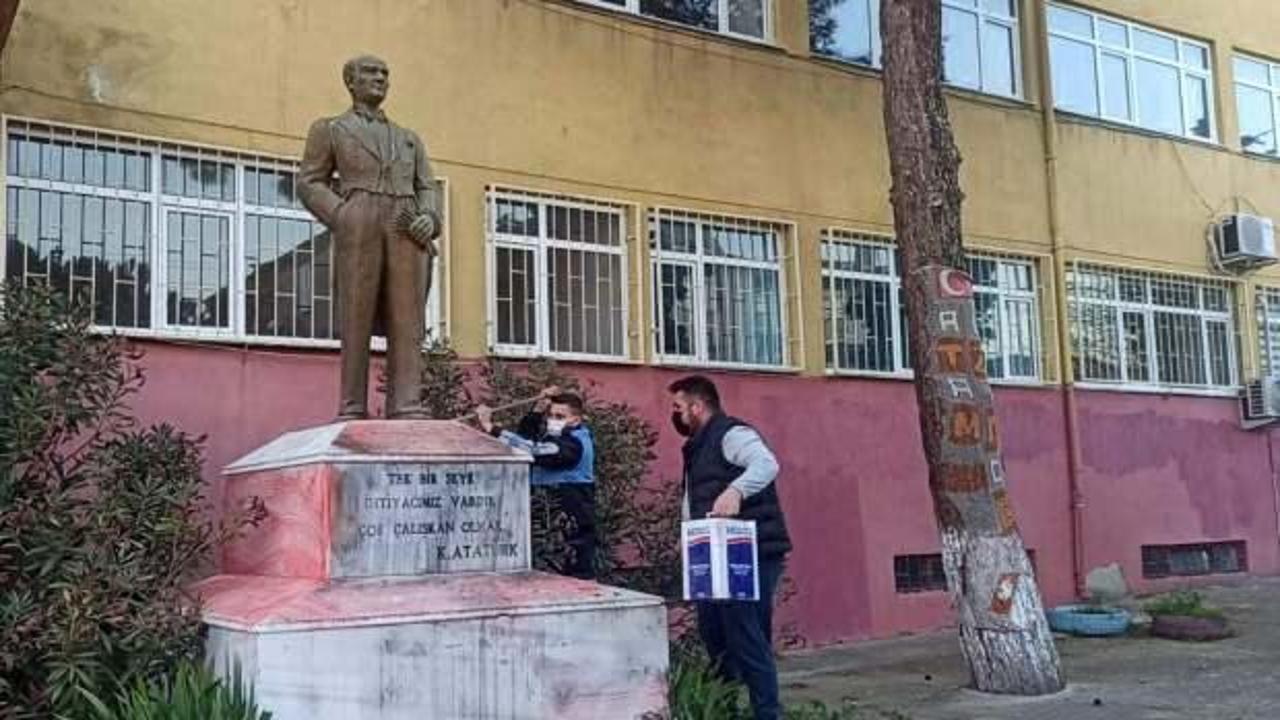 Tekirdağ'da Atatürk heykeline provokatif saldırı