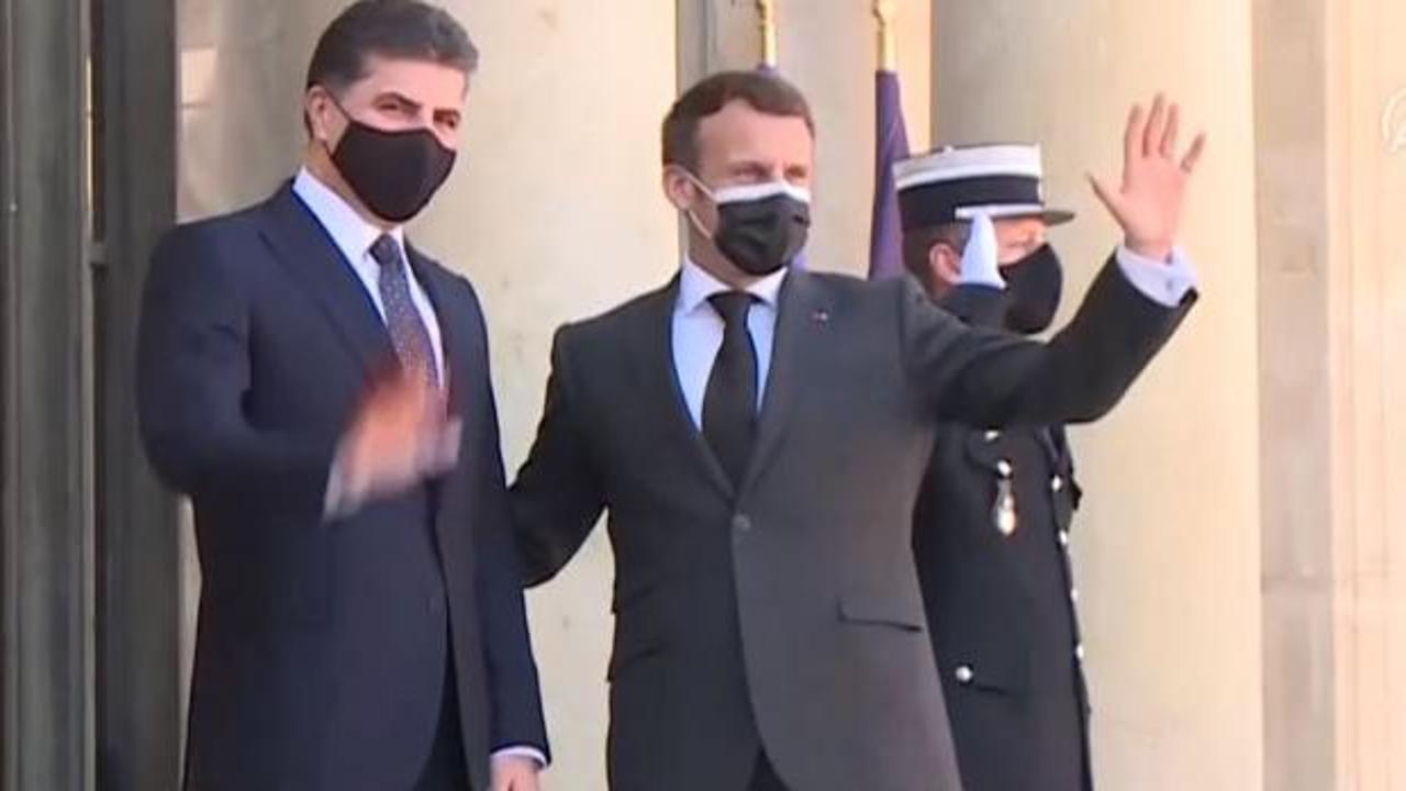 Fransa Cumhurbaşkanı Macron Paris'te Barzani ile görüştü