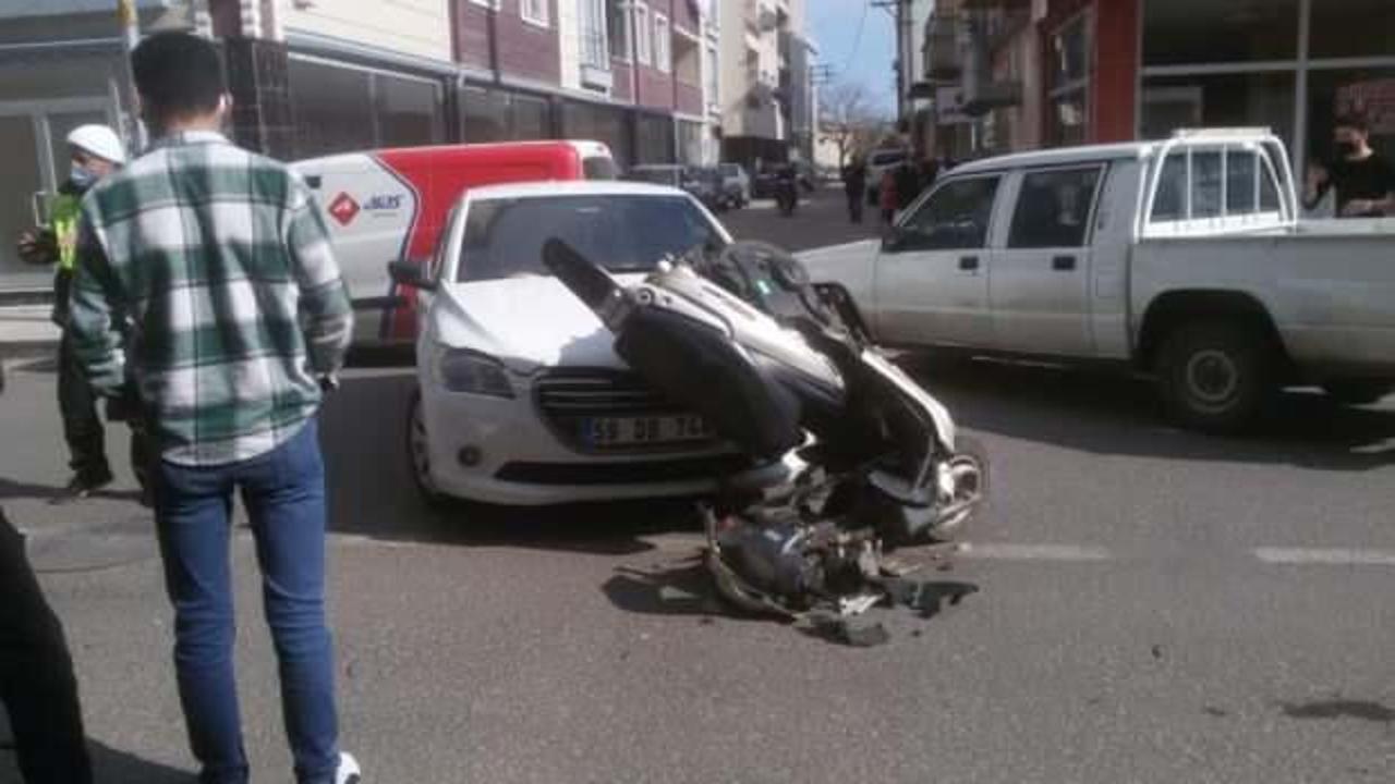Tekirdağ'da motosiklet ile otomobil çarpıştı
