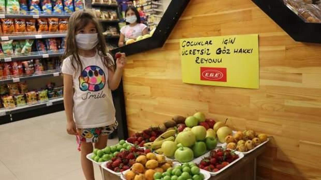 Denizli'de bir markette çocuklar için "göz hakkı reyonu" oluşturuldu