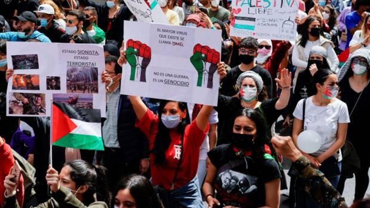 İspanya'da 20'den fazla kentte Filistin için yürüdüler