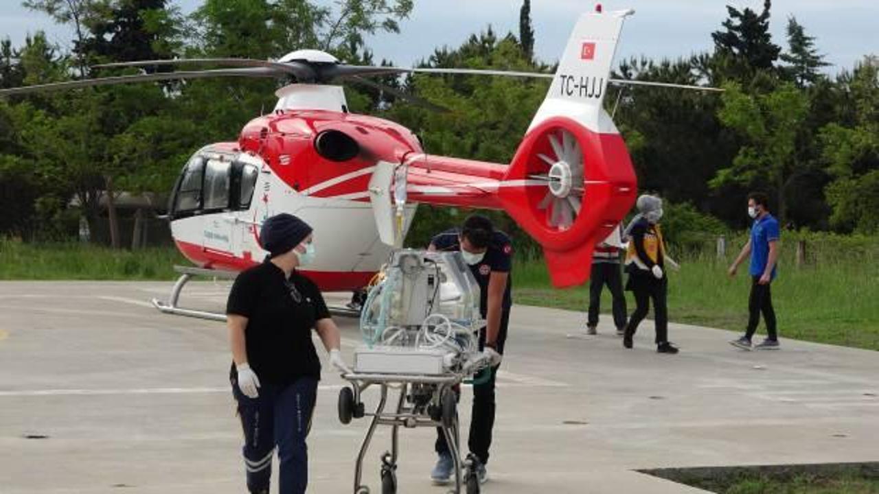 Ambulans helikopter 4 g&uuml;nl&uuml;k bebek i&ccedil;in havalandı