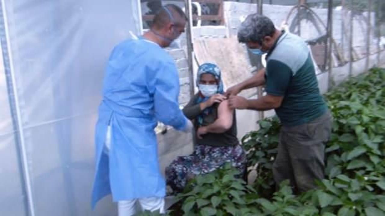 Antalya'da sağlık ekipleri çiftçi çift için 50 kilometre yol giderek aşı yaptı