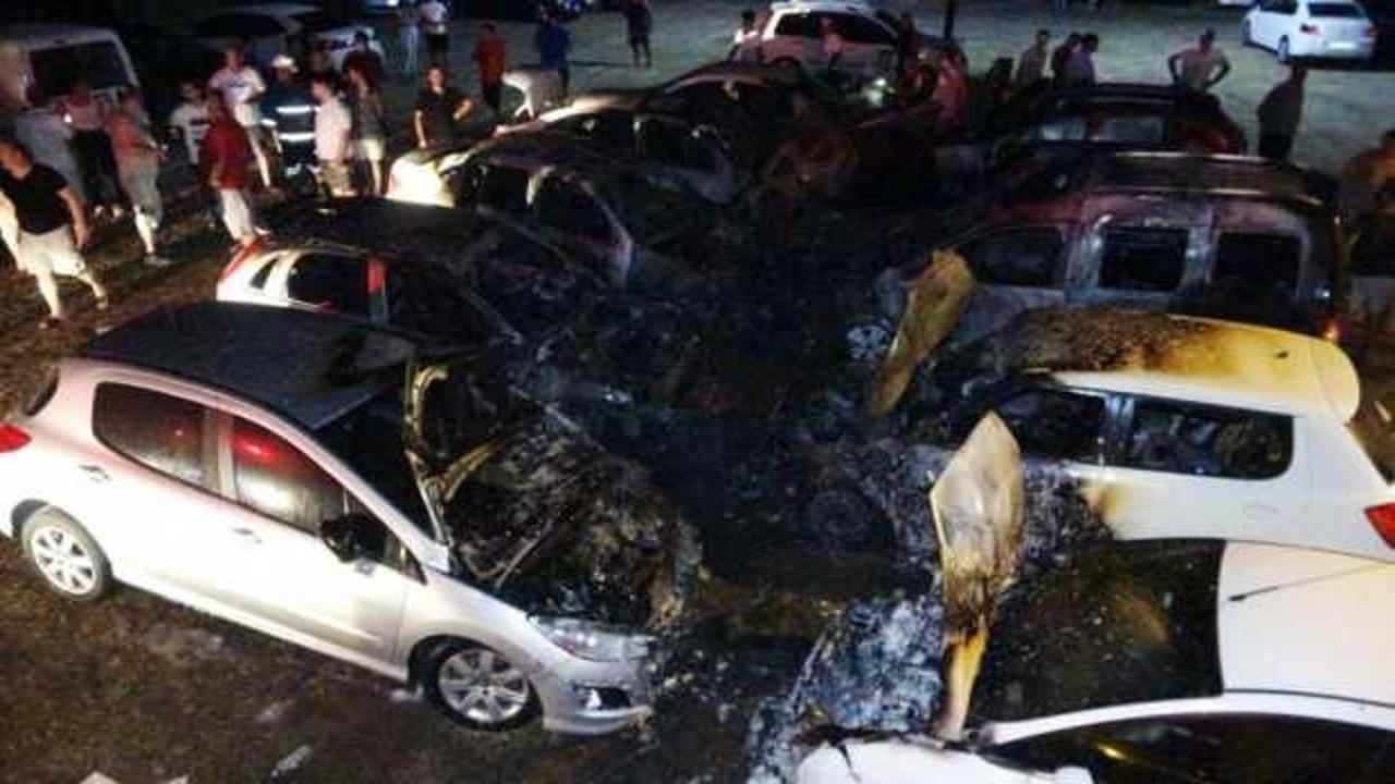 Otoparkta çıkan yangında 10 araç hurdaya döndü