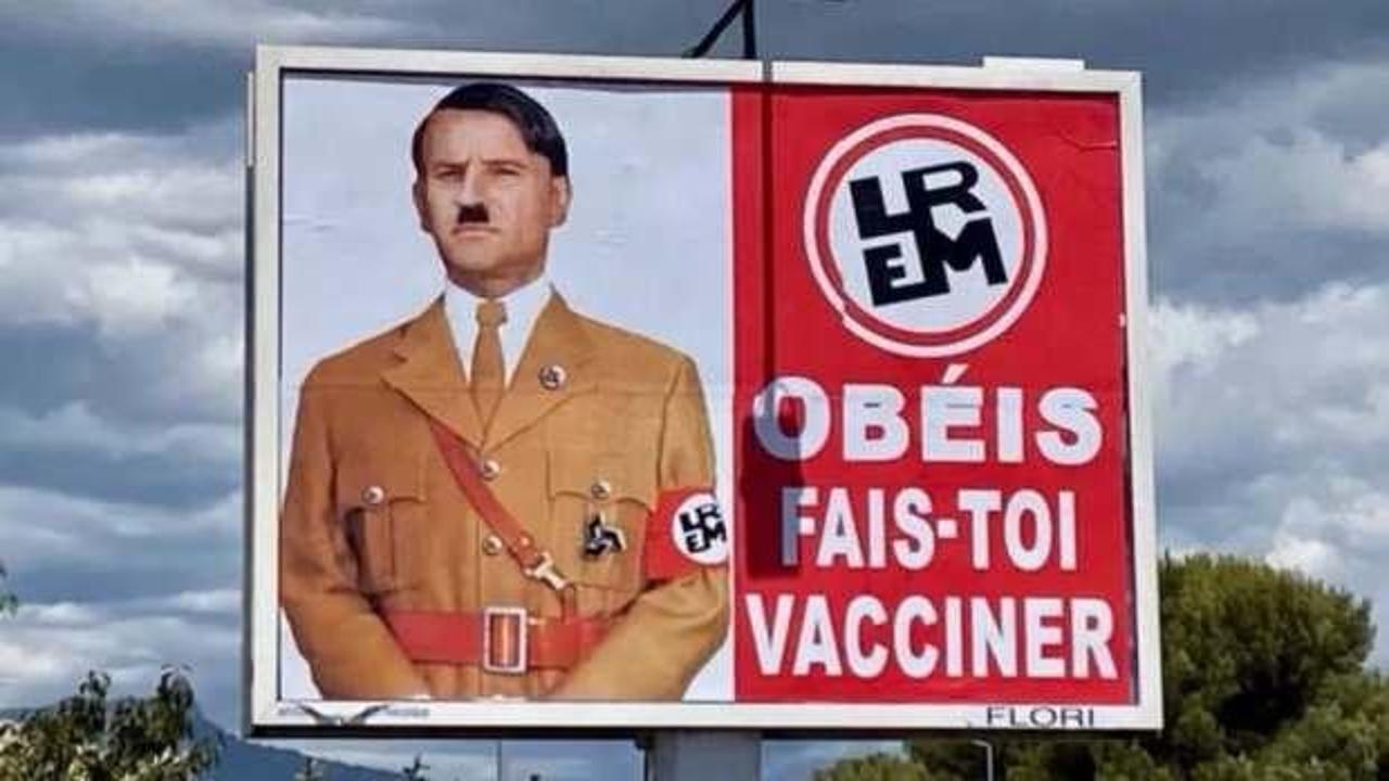Macron'u Hitler'e benzeten afişlere soruşturma