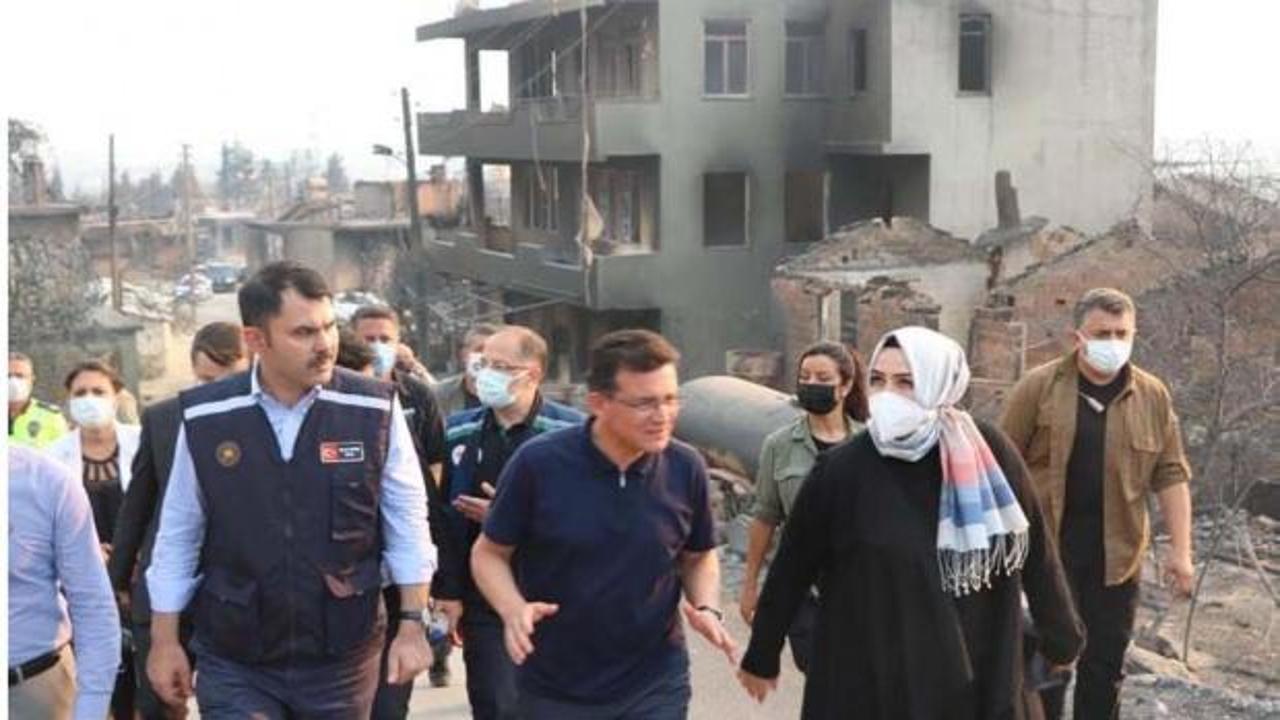 Antalya Milletvekili Sena Nur Çelik, Bakan Kurum'la birlikte yangın bölgesinde