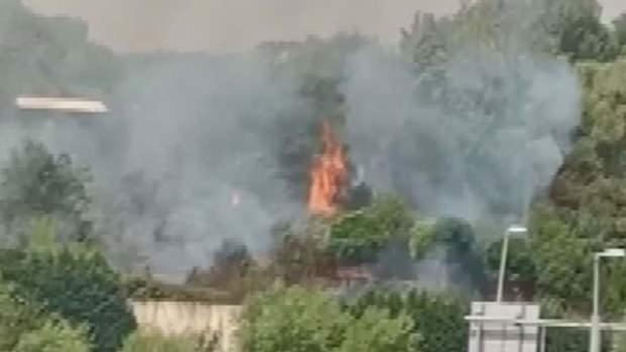 Esenler'de askeri kışladaki ağaçlık alanda yangın 