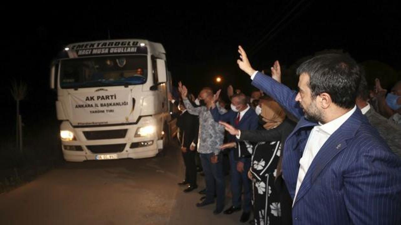 AK Parti Ankara İl Başkanlığı'dan yangın bölgelerine 21 TIR yardım