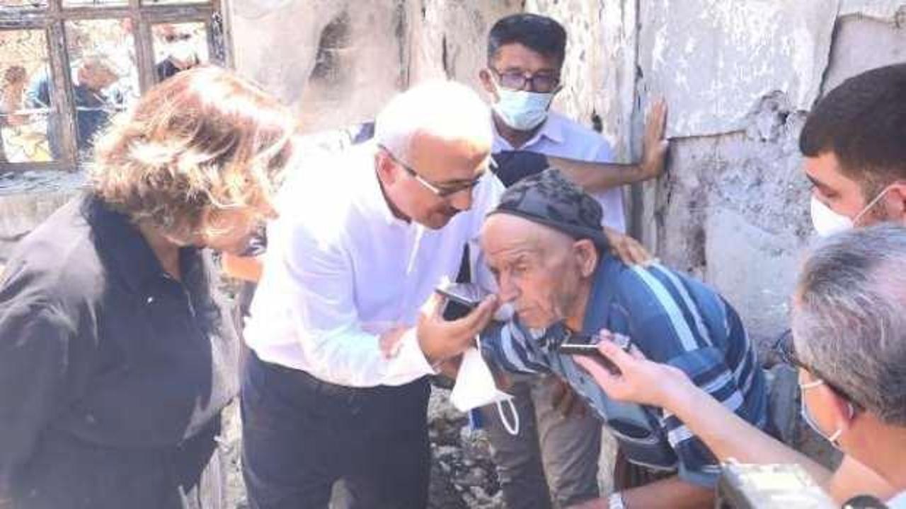 Başkan Erdoğan, 88 yaşındaki yangın mağduru ile g&ouml;r&uuml;şt&uuml;