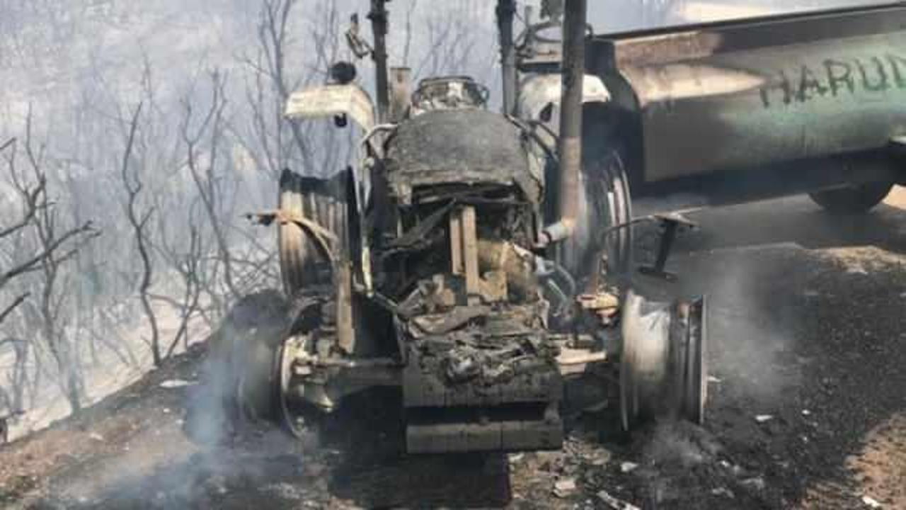 Borcunu yeni bitirdiği trakt&ouml;rden geriye sadece metal yığını kaldı