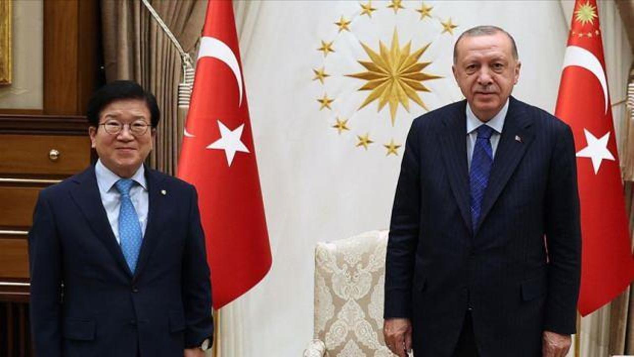 Cumhurbaşkanı Erdoğan, G&uuml;ney Kore Meclis Başkanı'nı kabul etti