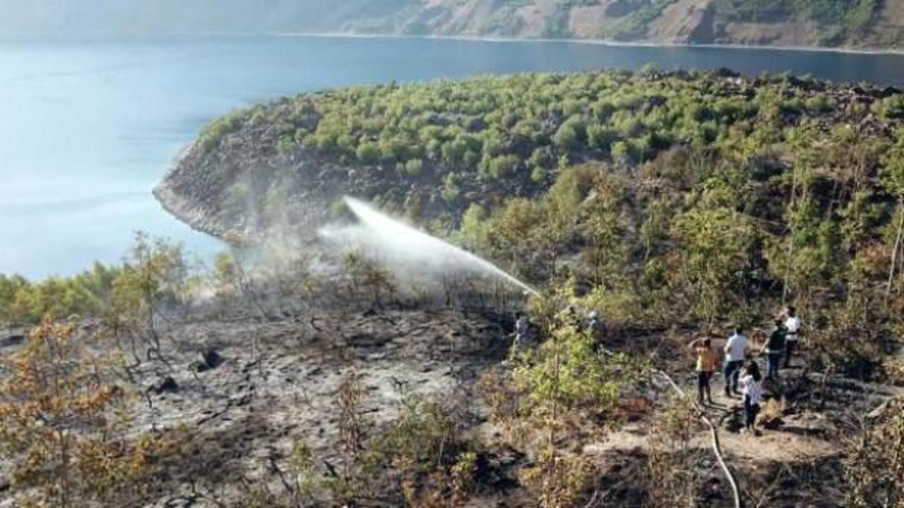 Nemrut Krater Gölü çevresinde çıkan yangın kontrol altında