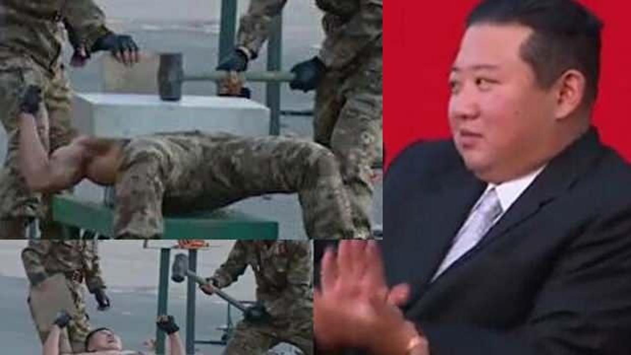 Kuzey Kore lideri Kim Jong-Un'un keyfi yerinde! Kafasında beton kıran askerleri...
