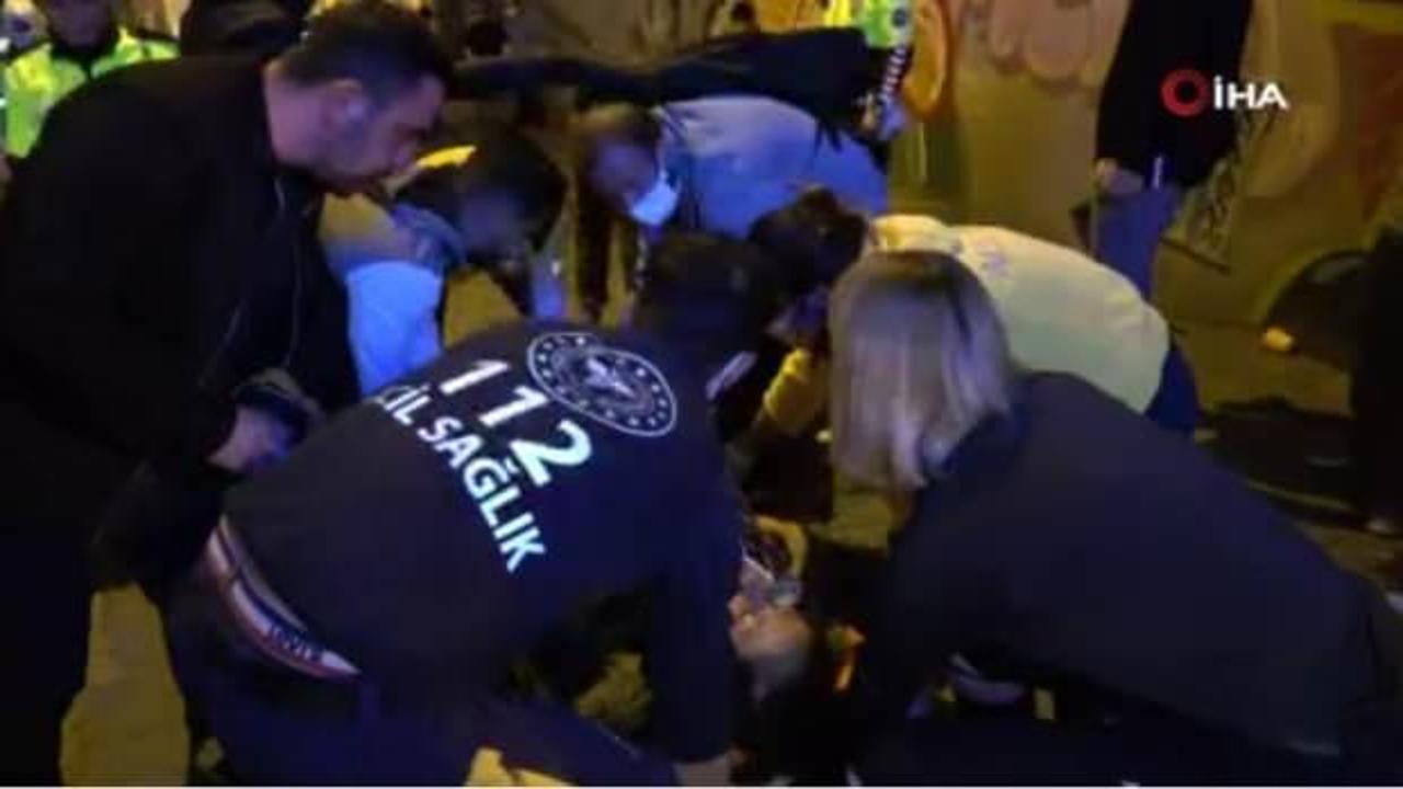 Taksim'de gaz pedalı takılı kalan otomobil iki turiste çarptı