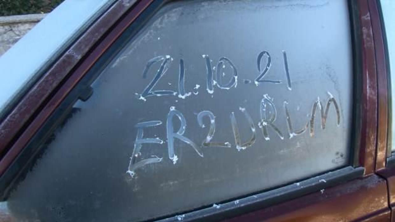 Erzurum gece buz tuttu! Termometre eksileri g&ouml;rd&uuml;