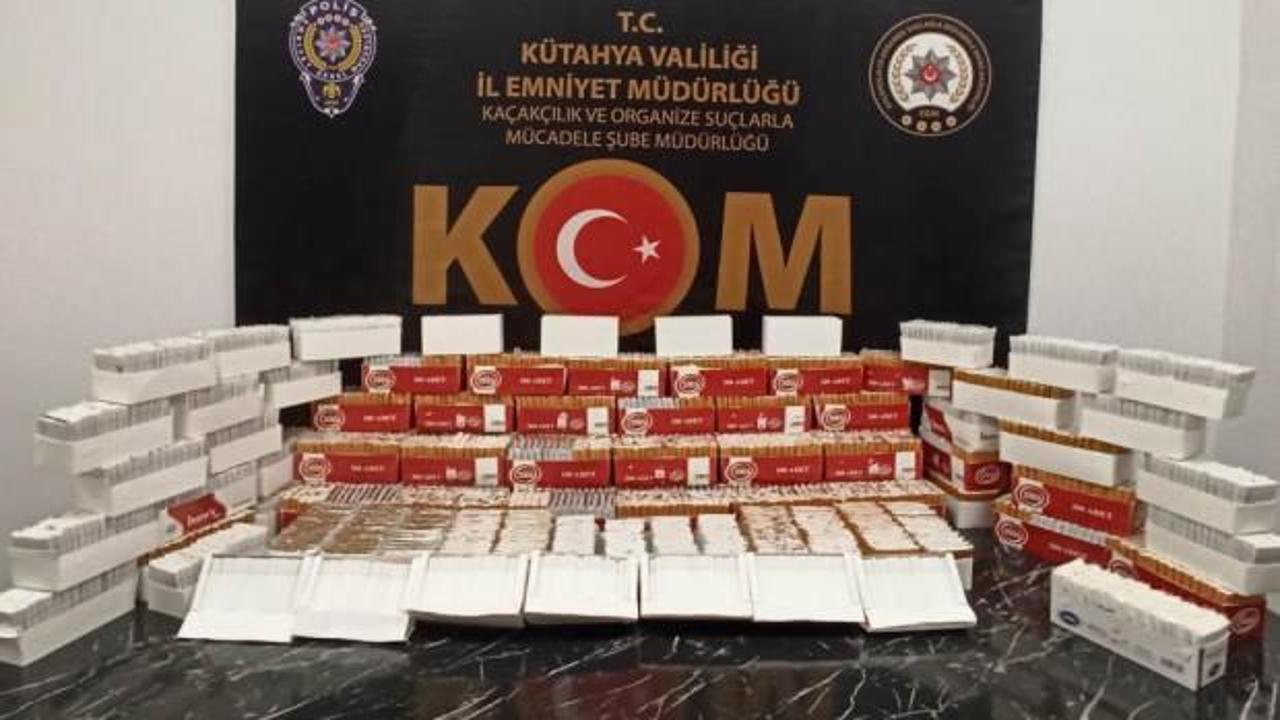 Kütahya’da 21 bin 300 adet makaron ele geçirildi