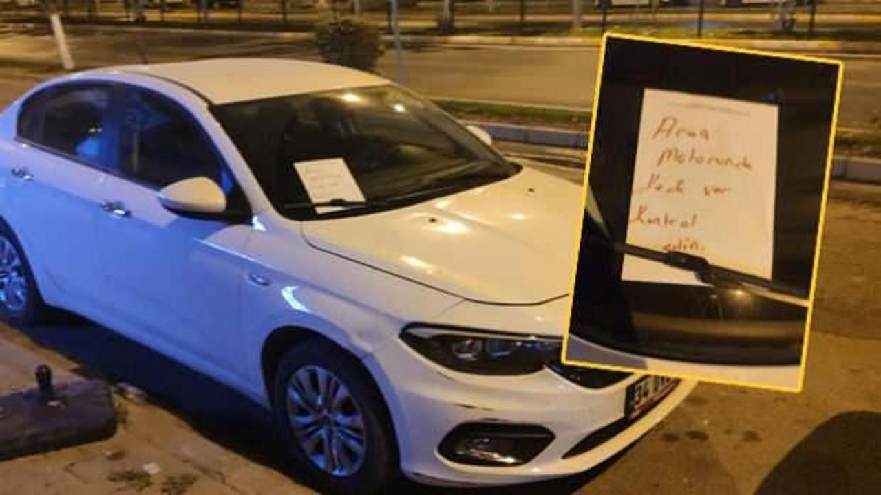 Otomobilin camına bıraktıkları notla &ouml;rnek oldular